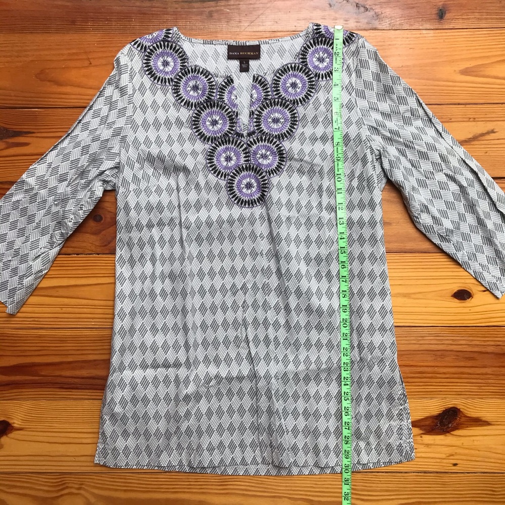 Dana Bachman Purple Embroidered Tunic Top, EUC, L - Picture 7 of 15
